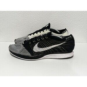 Nike Flyknit Racer Mens Running Shoe Sz 13 Black White Volt Sneaker 526628-011